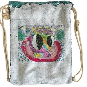 Reverse Flip Sequin Drawstring Backpack Bag NWOT Inside Zip Pocket Perfect Cond